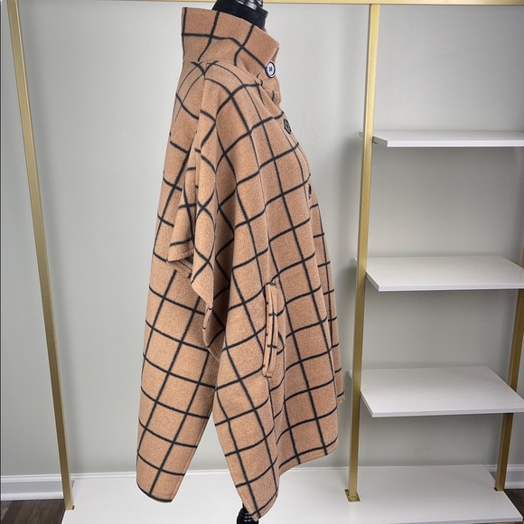 Lemoda Tan Plaid Button-Up Cape Woman One size - Picture 7 of 10